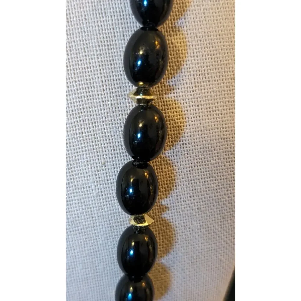 Two Black/Gold & Painted Beaded Vintage 24